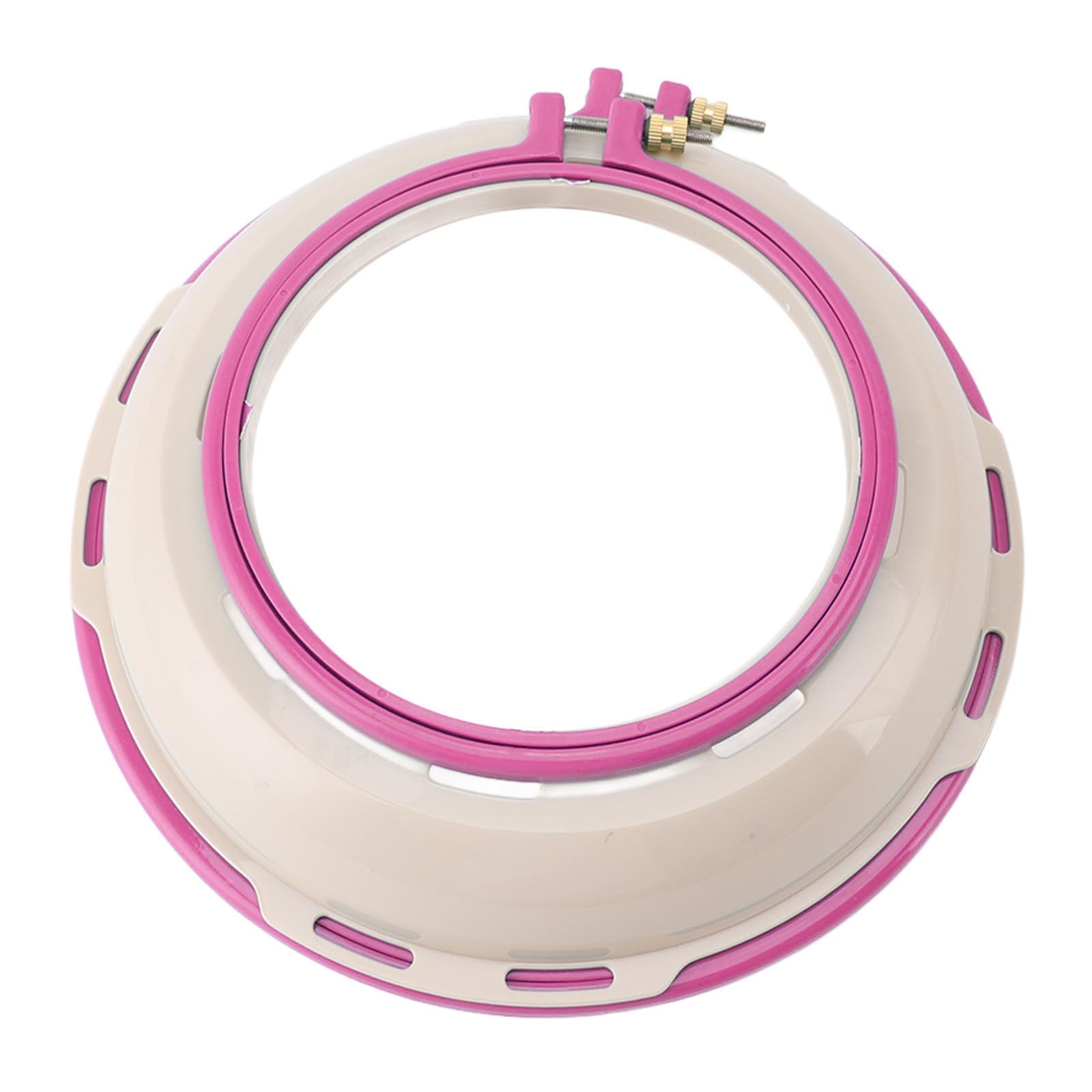 BTSEURY Double Sided Punch Needle Stand Hoop 16.5cm & 25cm, Embroidery Stand Hoop Frame for Cross Stitch & Quilting, Round Embroidery Hoop (Rose)