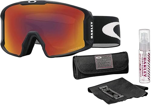 Oakley Line Miner - Gafas de nieve (marco negro matelente de iridio Prizm, antorcha con kit de limpieza de lentes)