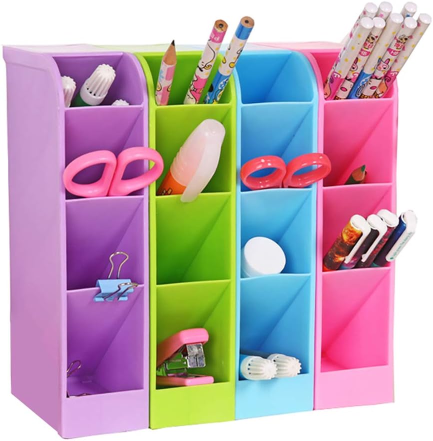 Pen Pot Holder, Storage Box with 4 Compartments Organiser for Desktop Kitchen Bedroom Office 4 PCS