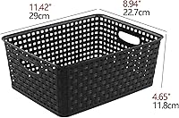 Vista 3 de Cestas de almacenamiento de tejido de plástico, cestas de plástico para estantes, color negro, 4 paquetes