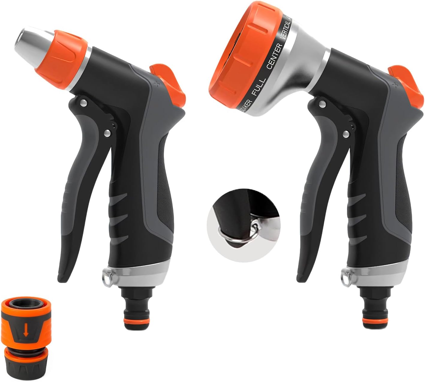 Hoofun 2 pezzi Doccetta da giardino con spruzzatore: Pistola irroratrice a 12 funzioni con collegamento rapido, bloccaggio permanente, protezione antigelo, doccetta ad alta pressione per prato