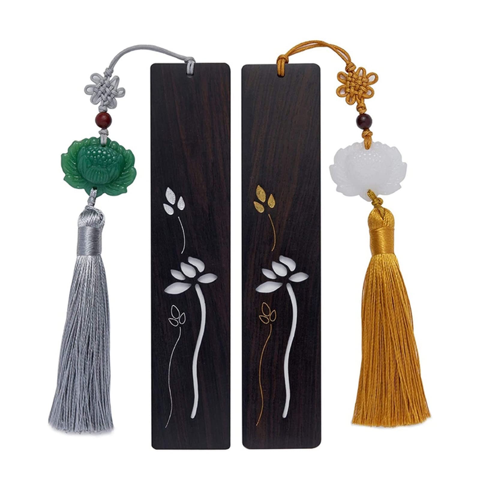 Lesezeichen, Handgemachtes Lesezeichen-Set aus Holz mit Lotus- und Pflaumenblüte(Lotus)