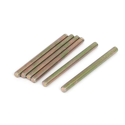 uxcell Barra roscada macho de 0.049 in de paso M8 x 3.937 in, tono bronce, 6 unidades