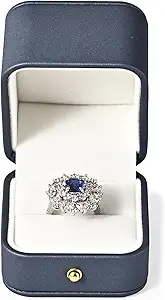 Steel-Blue Ring Box Leather Ring Gift Box Slim Engagement Ring Box Jewelry Gift Box Rings Gift Case For Wedding Proposal Valentine's Day