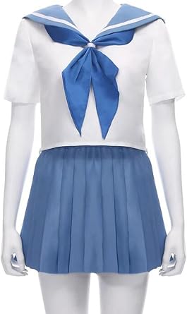Anime Womens Cosplay Suit Blue Costume Sailor Dress School Uniform Halloween Outfit