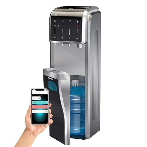 ICEPURE Enfriador de agua WiFi multifunción con bala y máquina de hielo trituradomasticable, carga inferior de botella de 5 galones, dispensador de
