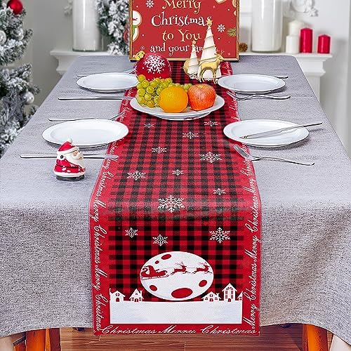 FUKPO Chein De Table Noël Rouge Avec Étoiles, Flocons De Neige, Père