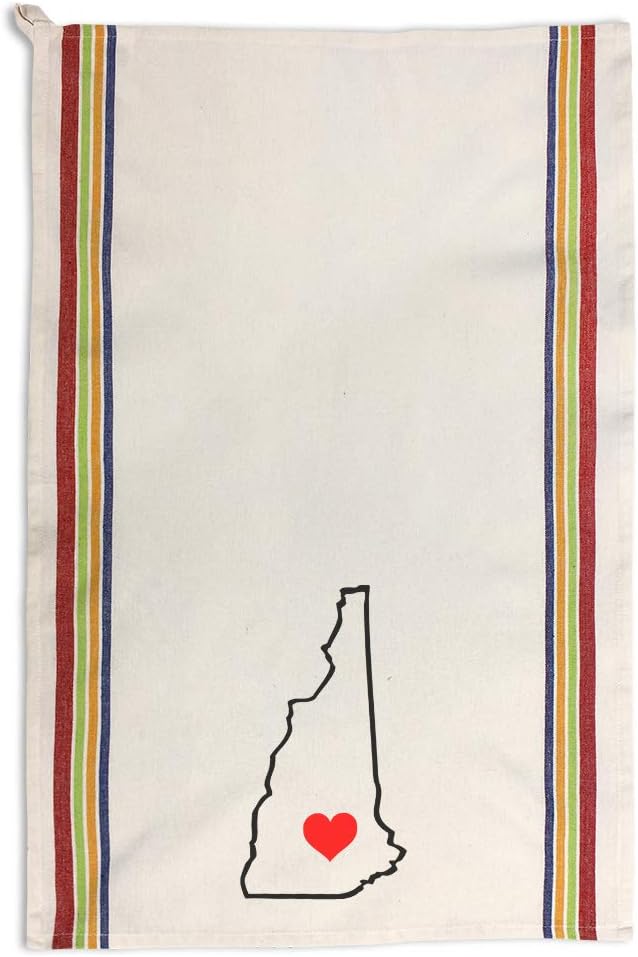 Custom Decor Kitchen Towels New Hampshire Heart Love States Love Cleaning Supplies Dish Towels Multi Stripe Design Only