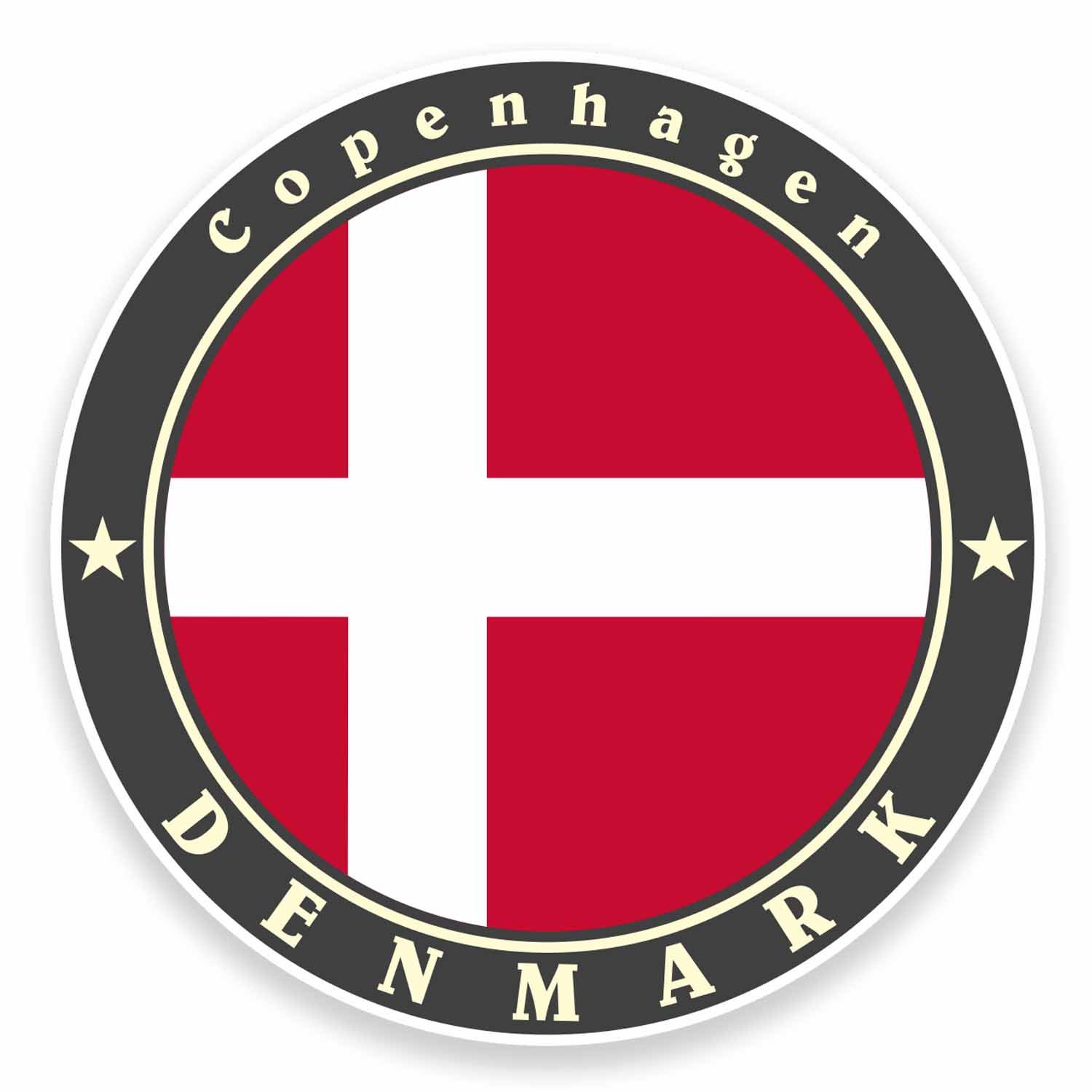 Destinationvinyl Multi 2 X 10Cm Copenhagen Denmark Flag Vinyl Sticker Laptop Car Luggage Travel #9496 (10Cm Wide X 10Cm High)