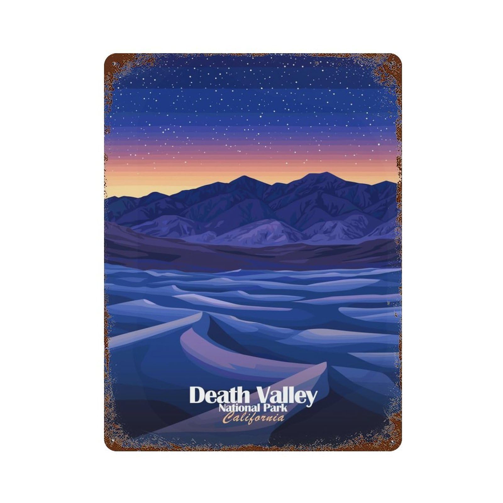 Distressed Metal Wall Sign Death Valley National Park 15.7"x11.8", Vintage Wall Decor for Garage, Bar And Workshop Decor