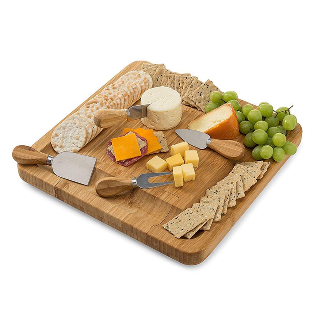 Deska do Krojenia,Bambusowa deska do serów szuflada deska do krojenia w kuchni kwadratowa deska do suplementów diety strona główna mały rozmiar 13.38x13.38x1.49in