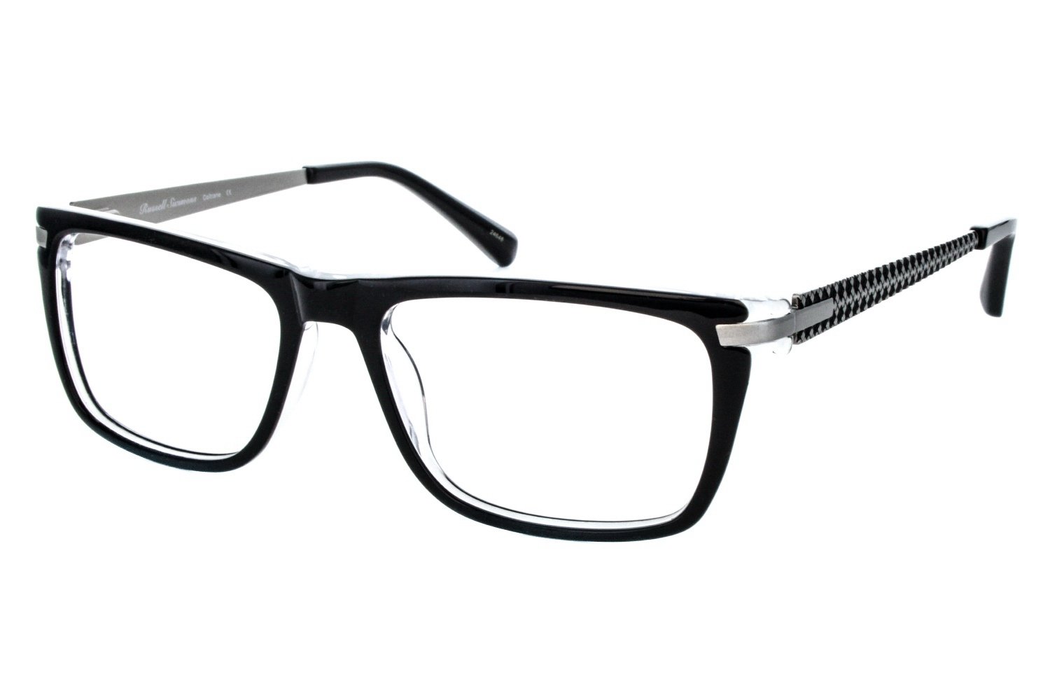 Gafas de diseño Coltrane de Russell Simmons, de Argyleculture, en negro; lentes de demostración