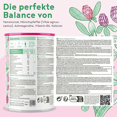 Balance Elixier - Mönchspfeffer (agnus castus), Yamswurzel, Myo Inositol & Vitamin B6 zur Regulation der Hormontätigkeit - Ergänzungsmittel für Frauen - Vanille-Himbeer Geschmack - 300g - 50 Portionen