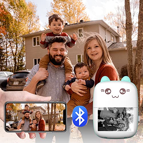 AVCXEC Mini Drucker für Smartphone, Taschendrucker, Pocket Thermofotodrucker, Mobiler Fotodrucker mit 13 Rollen Druckerpapie 6 Stifte Kompatibel mit Android, iOS System APP für Lernhilfe Journal Reise – Bild 6