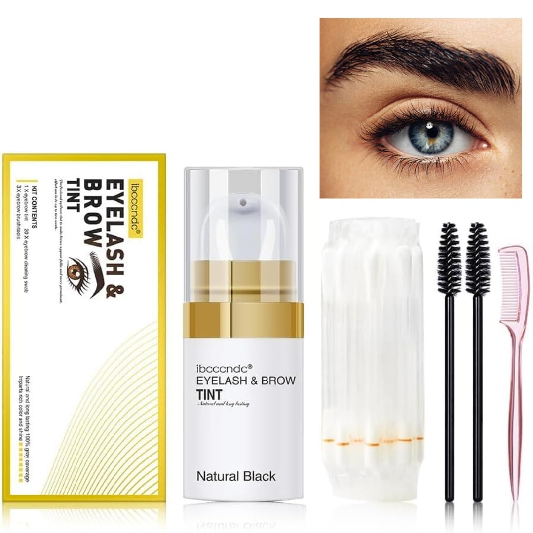 NIKITA.VIVI - Eyelash & Brow Tint Dye Color Kit (#01 Natural Black) | Brow and Lash Tinting Set Professional and Home Use | Long-Lasting Sweatproof Waterproof Eyebrow Dye Kit | Eyebrow Lash Colour Kit