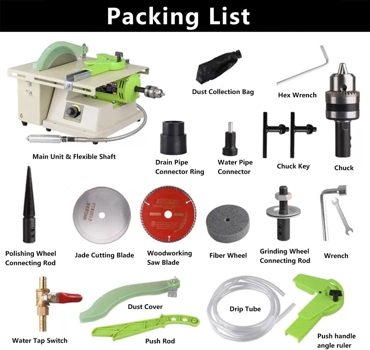 Gem Jade Grinder Polisher, Electric Lapidary Saw Rock Cutter, for Cutting Grinding Engraving Polishing Drilling