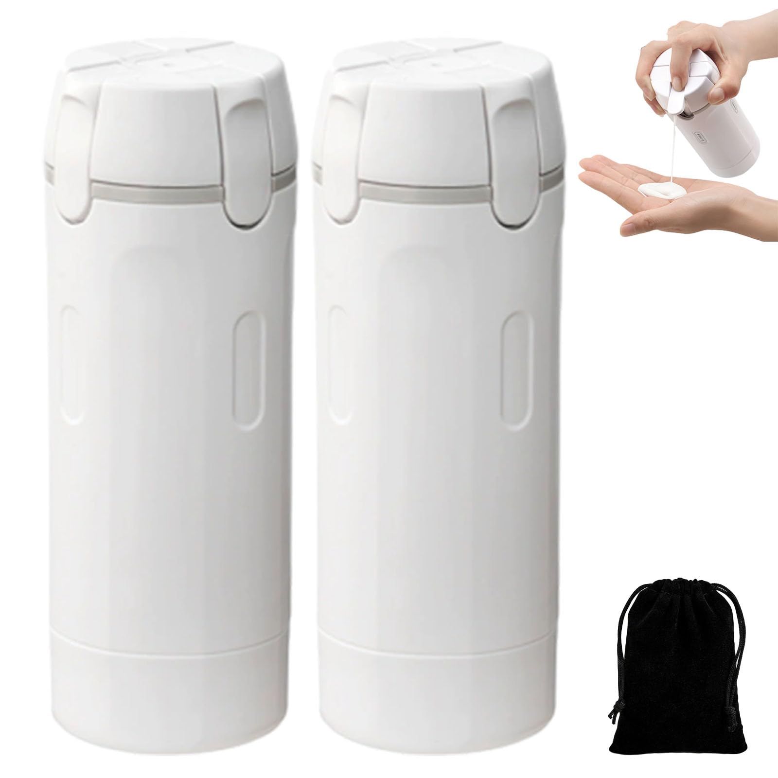 4-in-1-Reise-Spenderflasche mit Skala und Etikett, tragbare, auslaufsichere, nachfüllbare Reisespenderflaschen, Shampoo-Reiseflaschen, Toilettenartikel für Flüge, Turnbeutel, Wochenendausflüge, 2