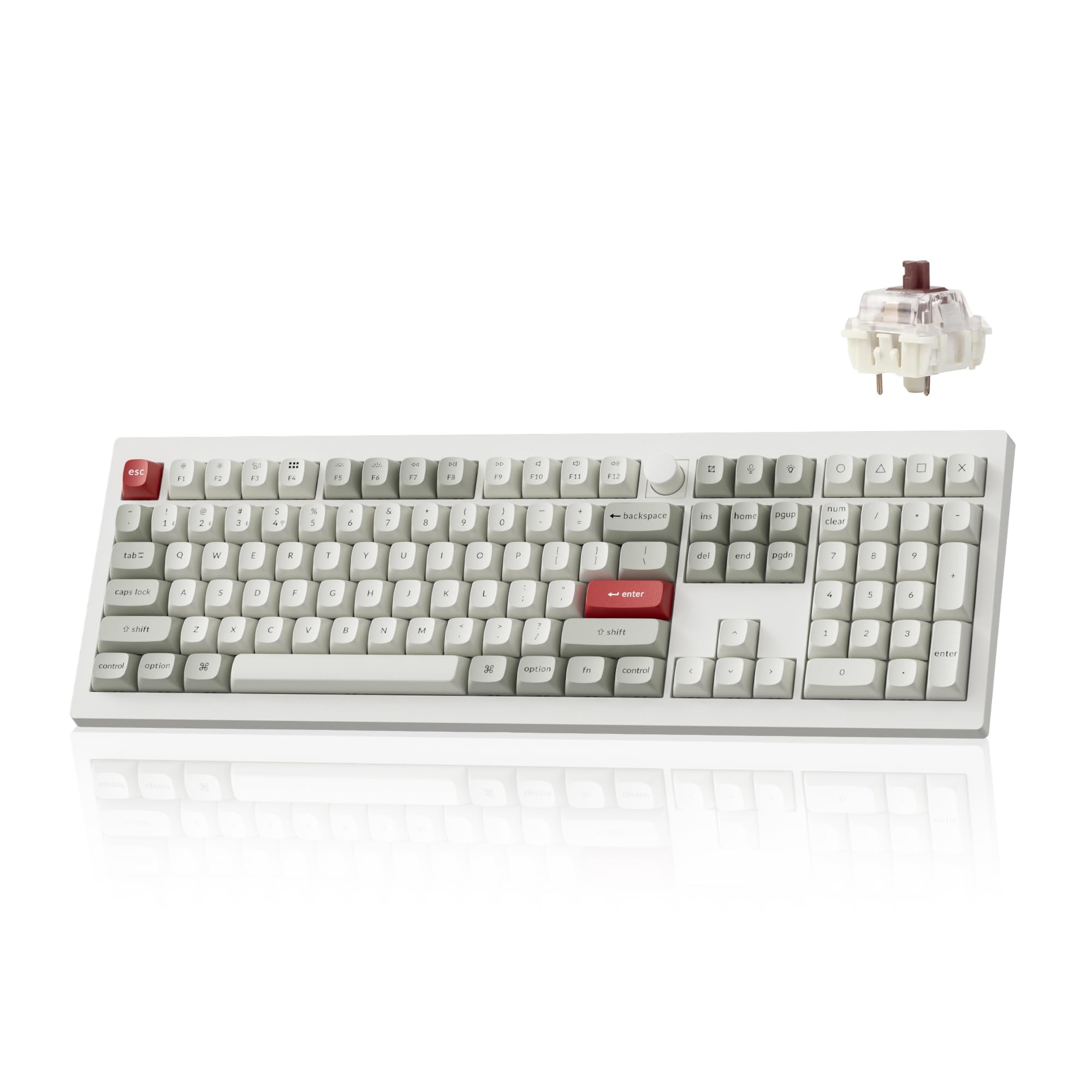 V6 Max Wireless 2.4 GHz Bluetooth 5.1 Custom Mechanical Keyboard | QMK Launcher Full-Size Layout with Hot-swappable Gateron Brown Switch, RGB Backlit Compatible with Mac Windows Linux - Retro