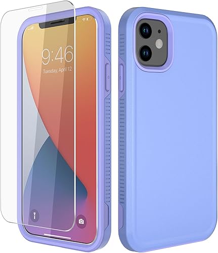 Diverbox Funda para iPhone 11 a prueba de golpes a prueba de caídas protector de pantalla de vidrio templado, funda de protección resistente para