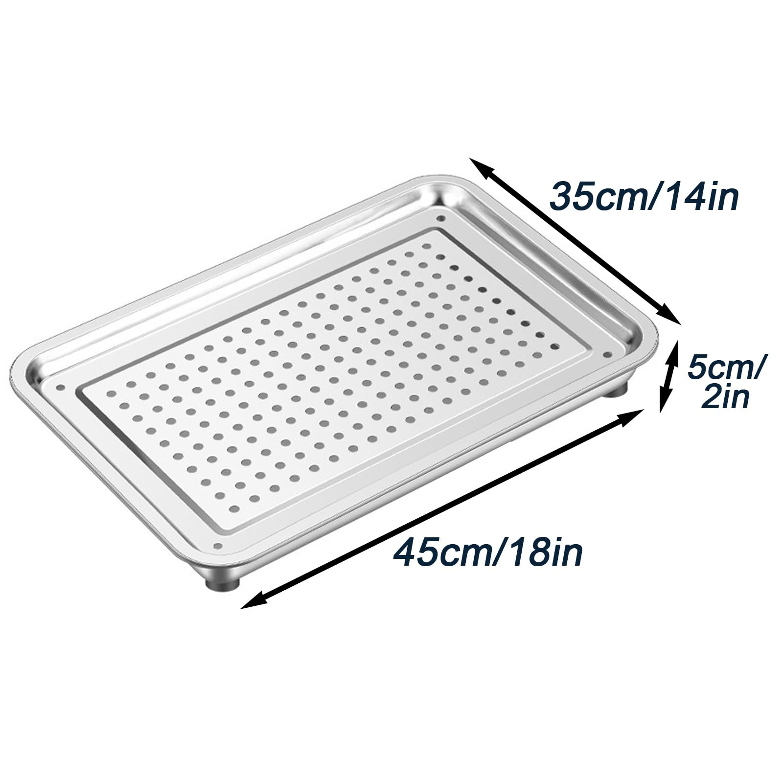 Bandeja de goteo de acero inoxidable 304, bandeja de drenaje de cocina de doble capa con tubo de drenaje, 18 x 14 x 2 pulgadas, fácil de limpiar, ideal para sala de estar y cocina, duradera y