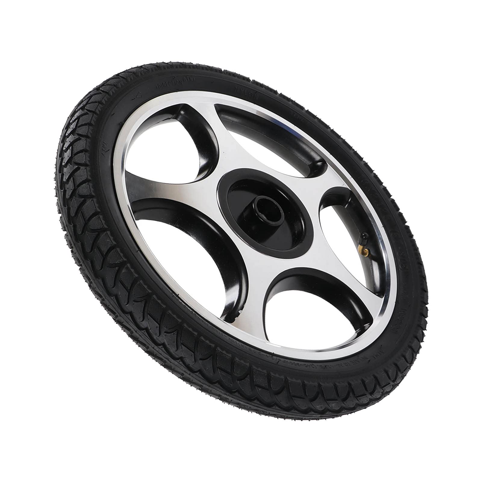 Hyuduo Rueda para Silla de Ruedas Eléctrica Reemplazo de Rueda para Silla de Ruedas de Acero de Aleación de 16 Pulgadas con Neumático de Goma Antideslizante Buje a Prueba de Herrumbre para Carritos de