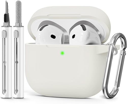 Miniatura 32 de Funda para AirPods 4 2024, viene con kit de limpieza, funda protectora de silicona suave para fundas Apple AirPods de 4ª generación con llavero,
