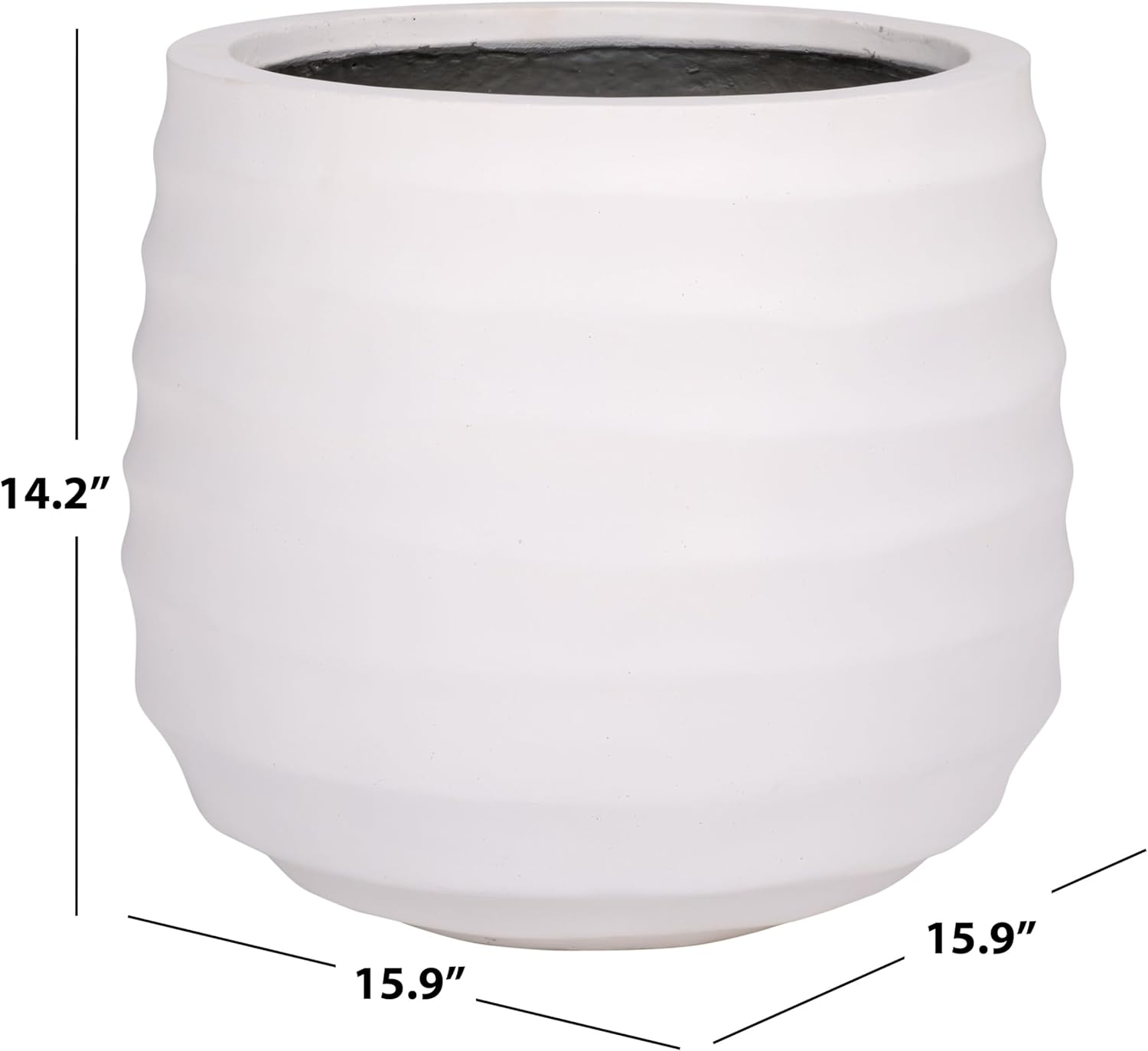 SAFAVIEH Outdoor Patio Furniture Collection - Marta White Ficonstone Planter Pot, Modern Round Plant Container, Fully Assembled (PAT1542C)