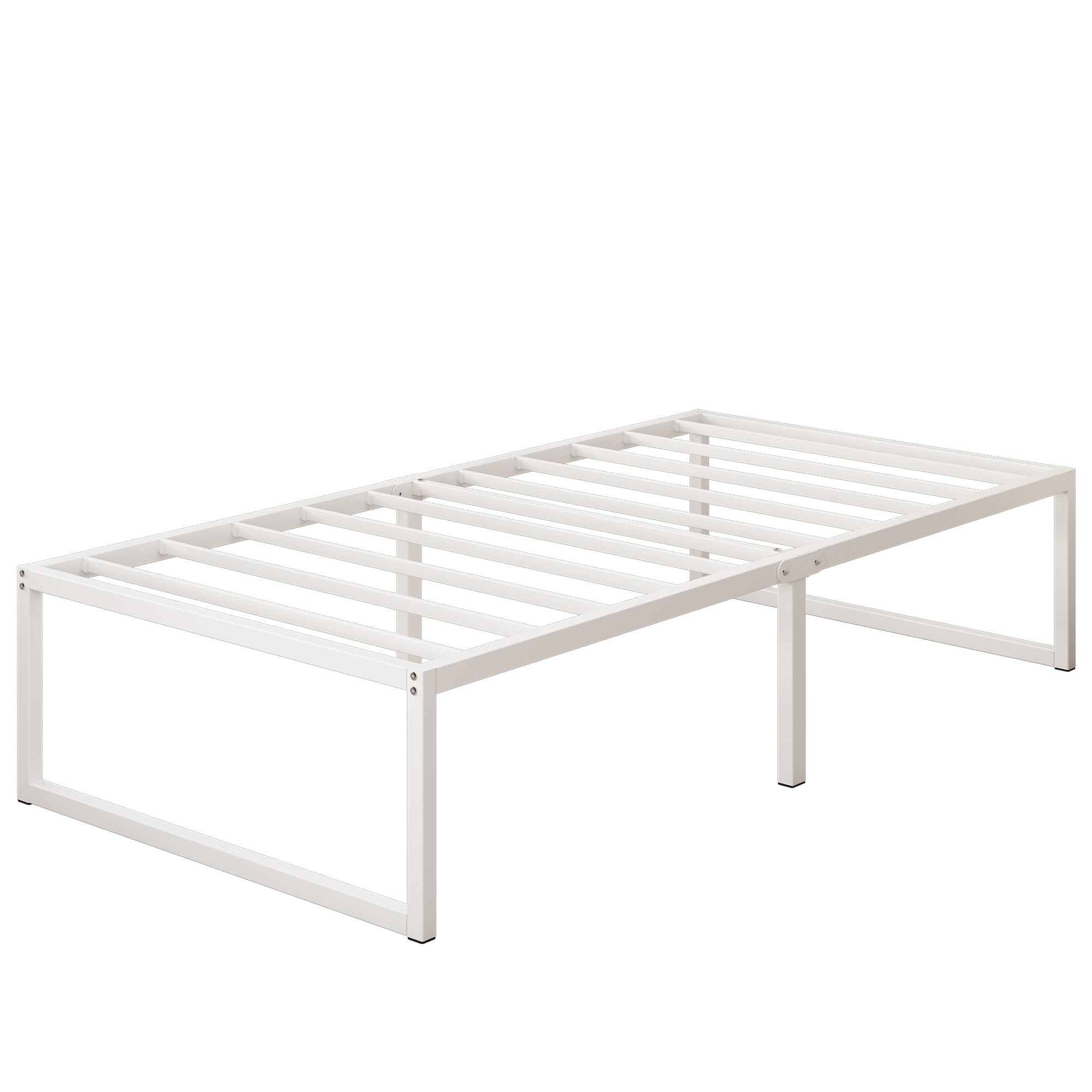 Yicensen Struttura Letto Singola 80x190 cm, Struttura Letto in Metallo, Supporto Solido, Facile da Montare, Design Silenzioso, Stile Moderno e Minimalista, Altezza 41 cm, Bianco