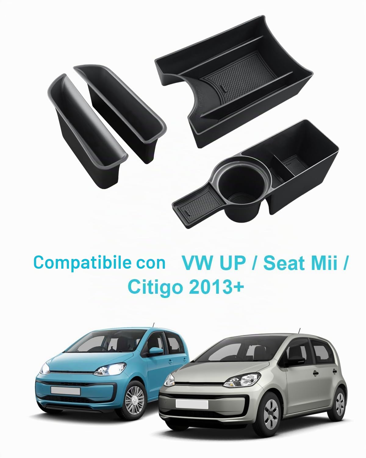 CDEFG Compatibile con VW UP GTI/Seat MII/Citigo 2013 – 2023 – Organizer per console centrale, per auto, centrale, accessori GTI [3 pezzi]