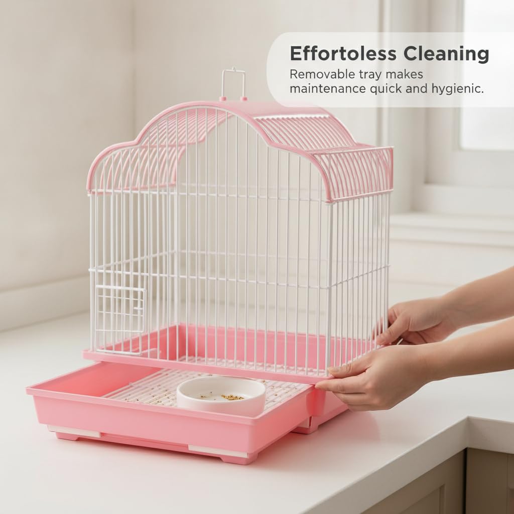 Groß Wellensittichkäfig, Käfig für vögel mit 2 Ebenen, für Vogelhaltung, Knuspriges Kaltweiß, Weiß