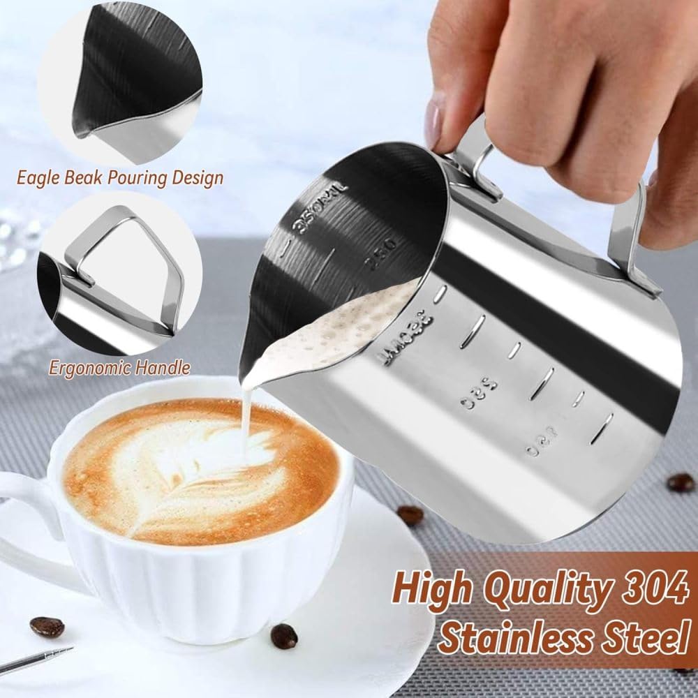 Wefenad - Tamper à main expresso 58 mm, kit barista 22 pièces avec outil WDT, pichet à mousse de lait, stylo à latte, mélangeur à café, tapis de tamper