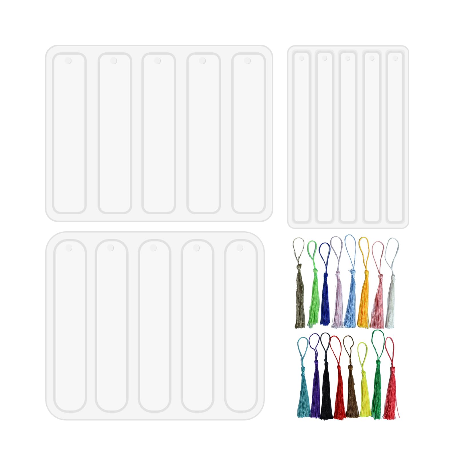 Resin Bookmark Mold Set- 3 Sizes Small Medium Rectangle Resin Molds for DIY Crafts with 15 Tassels, Ideal for Home Decor, DIY Resin Crafts Making