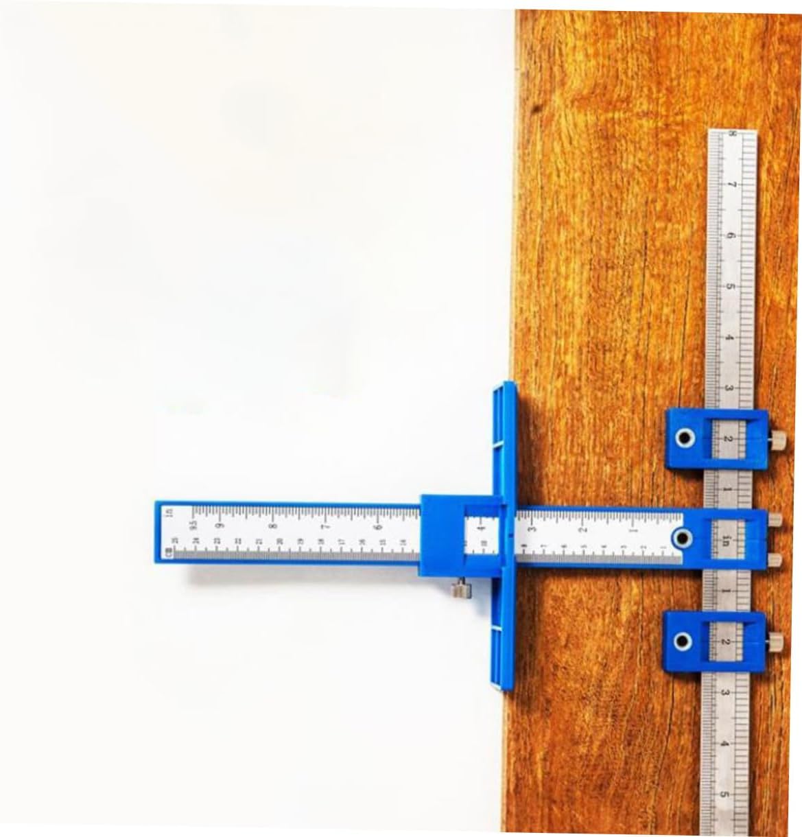 Didiseaon Woodwork Punching Locator Adjustable Manual Punching Auxiliary Tool with Blue Scale for Woodworker Cabinet Hardware Installation