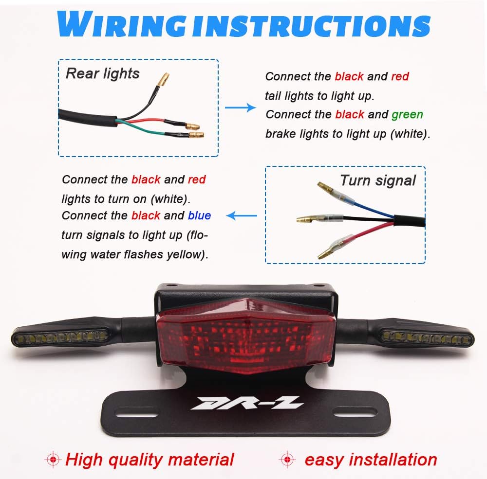 License Plate Holder Fender Eliminator Rear Tail Tidy LED Brake Lights and Turn Signals For Suzuki DRZ400S DRZ400SM DRZ400E (Smoke)