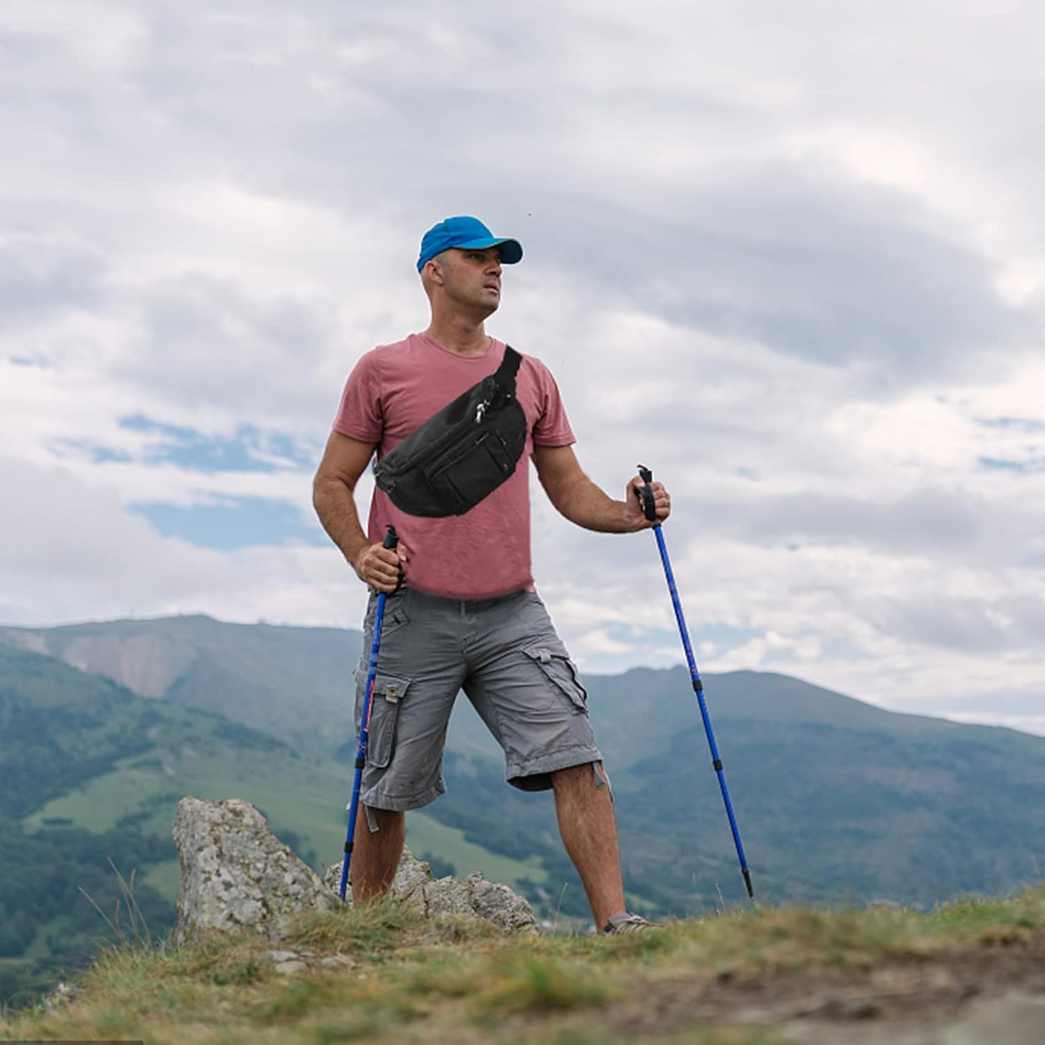 Sports Fanny Pack for Men Women, Outdoor Waist Pack Bag with 6 Zipper Pockets, Super Capacity Bum Bag with Adjustable Belt for Traveling Hiking Cycling Workout Casual - Image 2