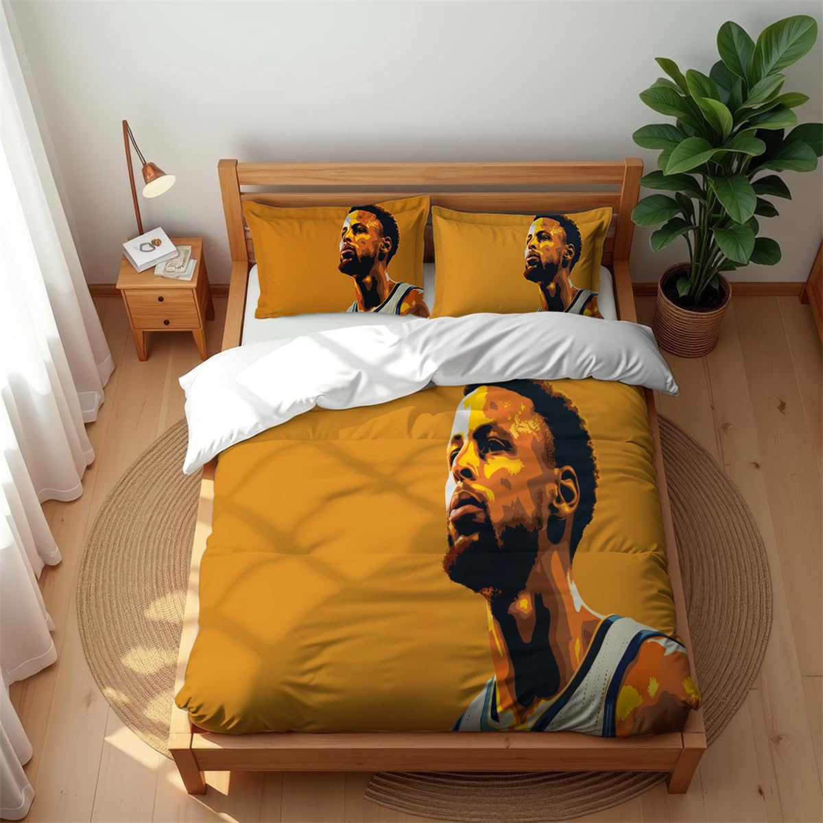 Ste-X Sc 07 Luxury Breathable Bedding Set Stephen Curry 210Tc Cotton Soft Cool Summer Warm Winter Comfort Anti-Mite (,200X200cm(Double))