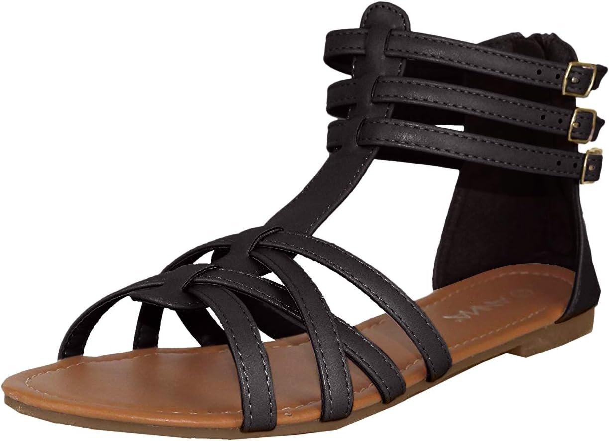 ANNA Home Collection Mavis-7 Women Buckle Zip Gladiator Sandal