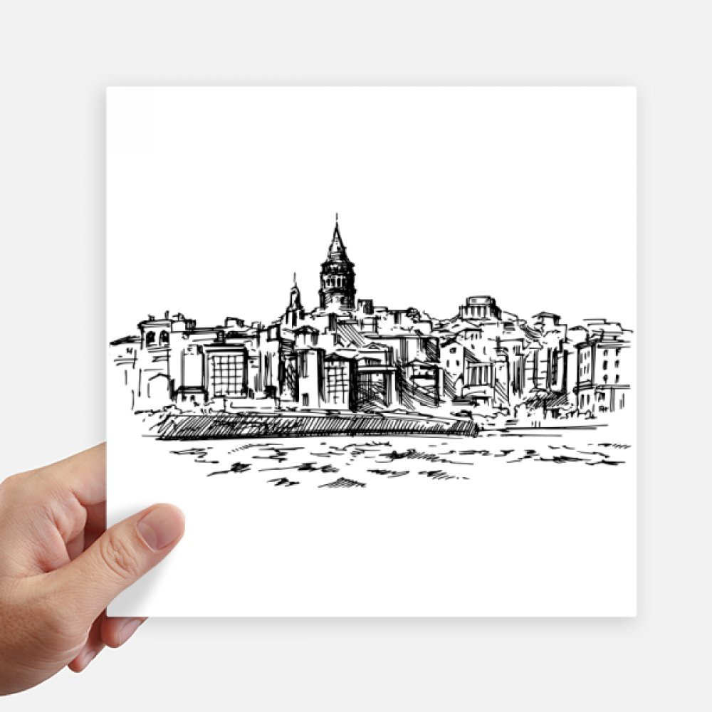 Autocollant carré de 20 cm multicolore style croquis Turquie pour personnalisation nomade