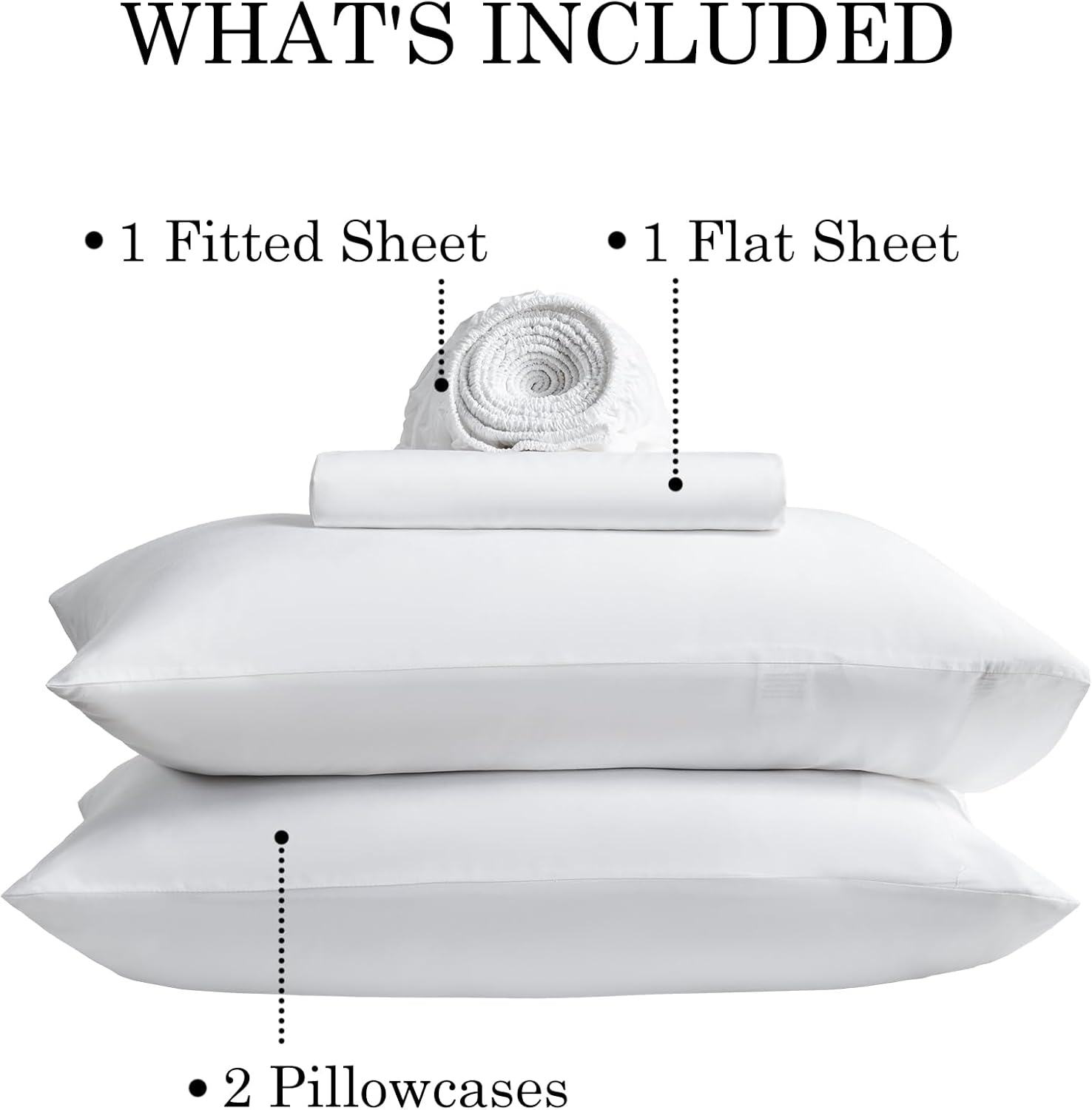 Yibeizi White 100% Viscose Derived from Bamboo Sheet Set Queen Size, 4 Pieces Cooling Silky Bed Sheets for Hot Sleeper, Luxury Soft Deep Pocket Fitted Bedsheets