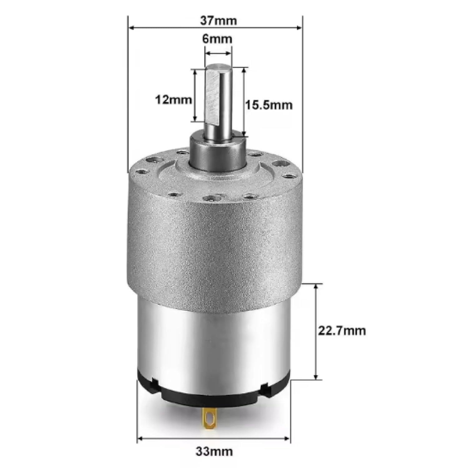 JGB37-520 DC Gear Motor with High Torque 21KG.CM, Adjustable Speed, Reversible Rotation, Metal Gears, Silver (12RPM 24V Only Motor)