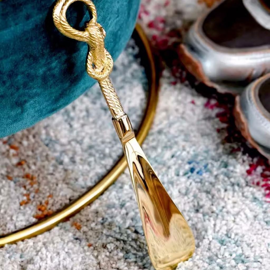 TEESONG Calzascarpe Calzascarpe moderno e creativo fatto a mano, personalizzato, alla moda, in ottone dorato, artistico, leggero, di lusso Strumento Calzascarpe