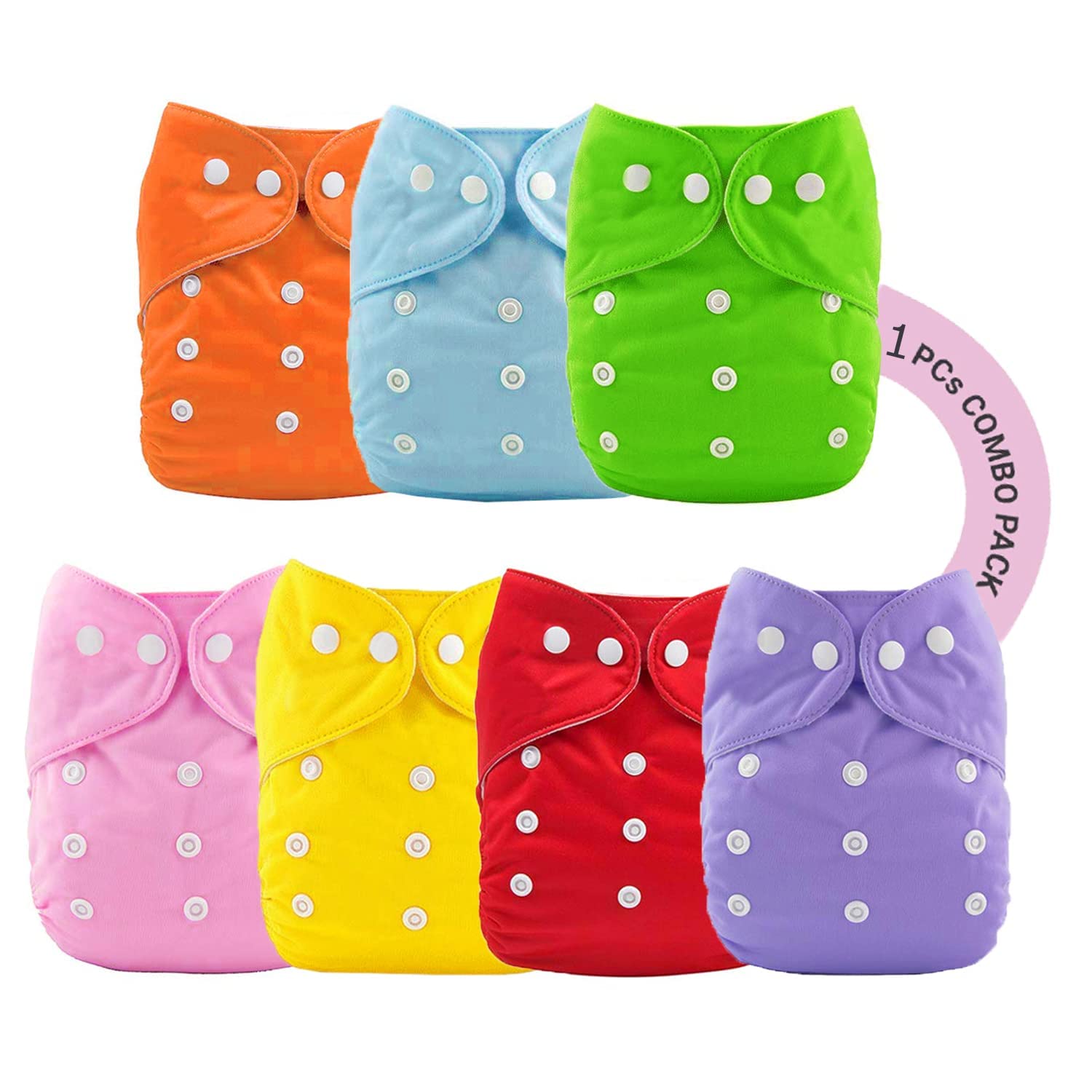 Yookidoo Baby Washable Cloth Diaper Nappies with Wet-Free Inserts, Washable Reusable Pocket Cloth Diapers for New Born Baby 0-24 month for Babies/Infants/Toddlers (1 Diaper no insert)