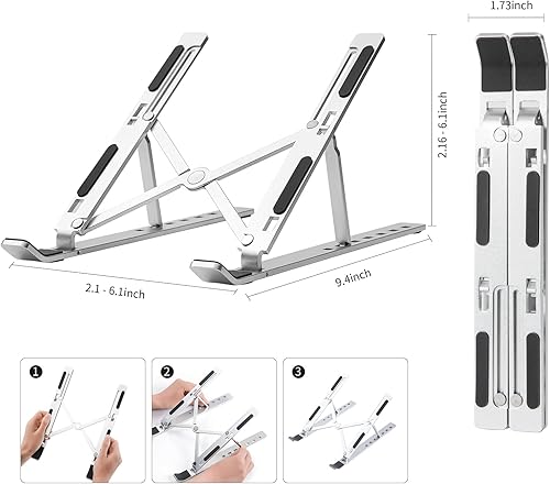 Miniatura 2 de Laptop Stand for Desk,Adjustable Height Foldable Portable Dj Laptop Stand,Computer Stand,Ergonomic Aluminum Laptop Stands,Compatible 10-15" MacBook