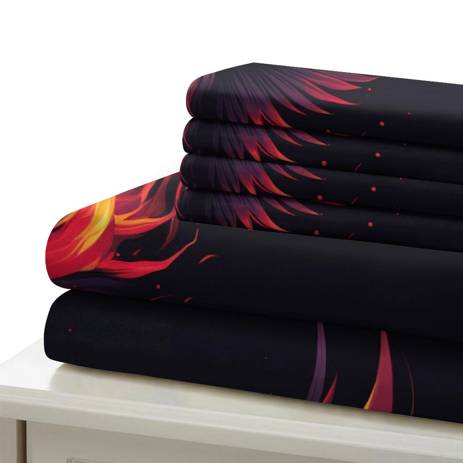 Zestaw pościeli z nadrukiem Fire Le Phoenix 3D 3 szt. Poszwa na kołdrę z mikrofibry z poszewką na poduszkę Dzieci Nastolatki z podwójnym zamkiem błyskawicznym (200 x 200 cm)