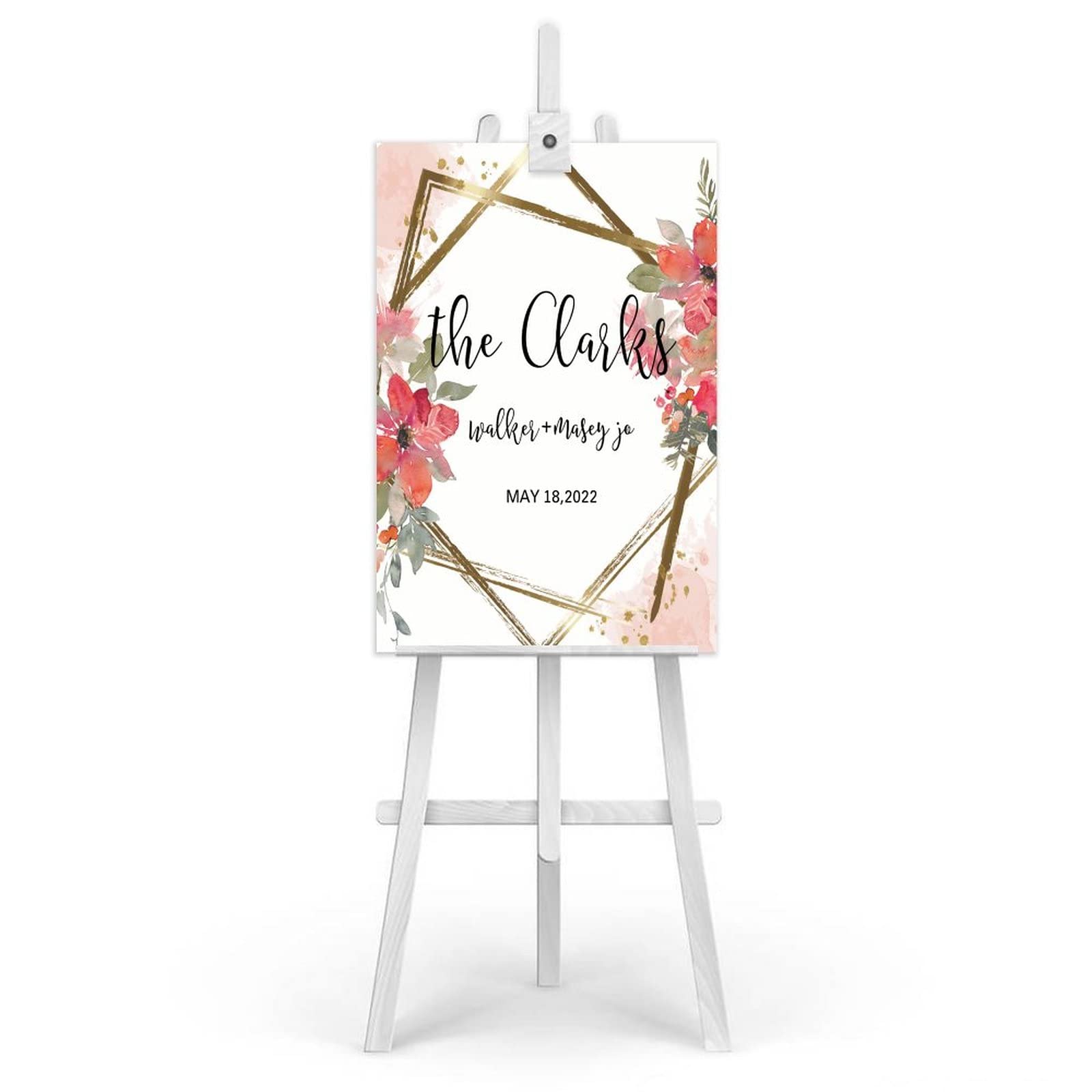 Holzschild für Hochzeit, Willkommensschild, Hochzeit, Outdoor, Tafel, Hochzeitsschilder für Zeremonie, florales Hochzeitsschild, 76,2 x 50,8 cm