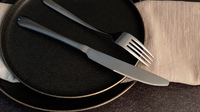 Fourchettes à Steak BISDARUN - 6 Pièces Acier Inoxydable 18/10 Noir - 21.5 Cm