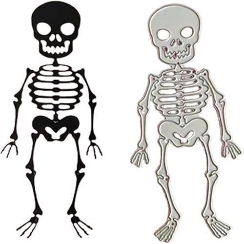 Troqueles plateados para hacer tarjetas de Halloween, esqueleto hombre, troquelado de metal, plantilla de calavera en relieve para manualidades,