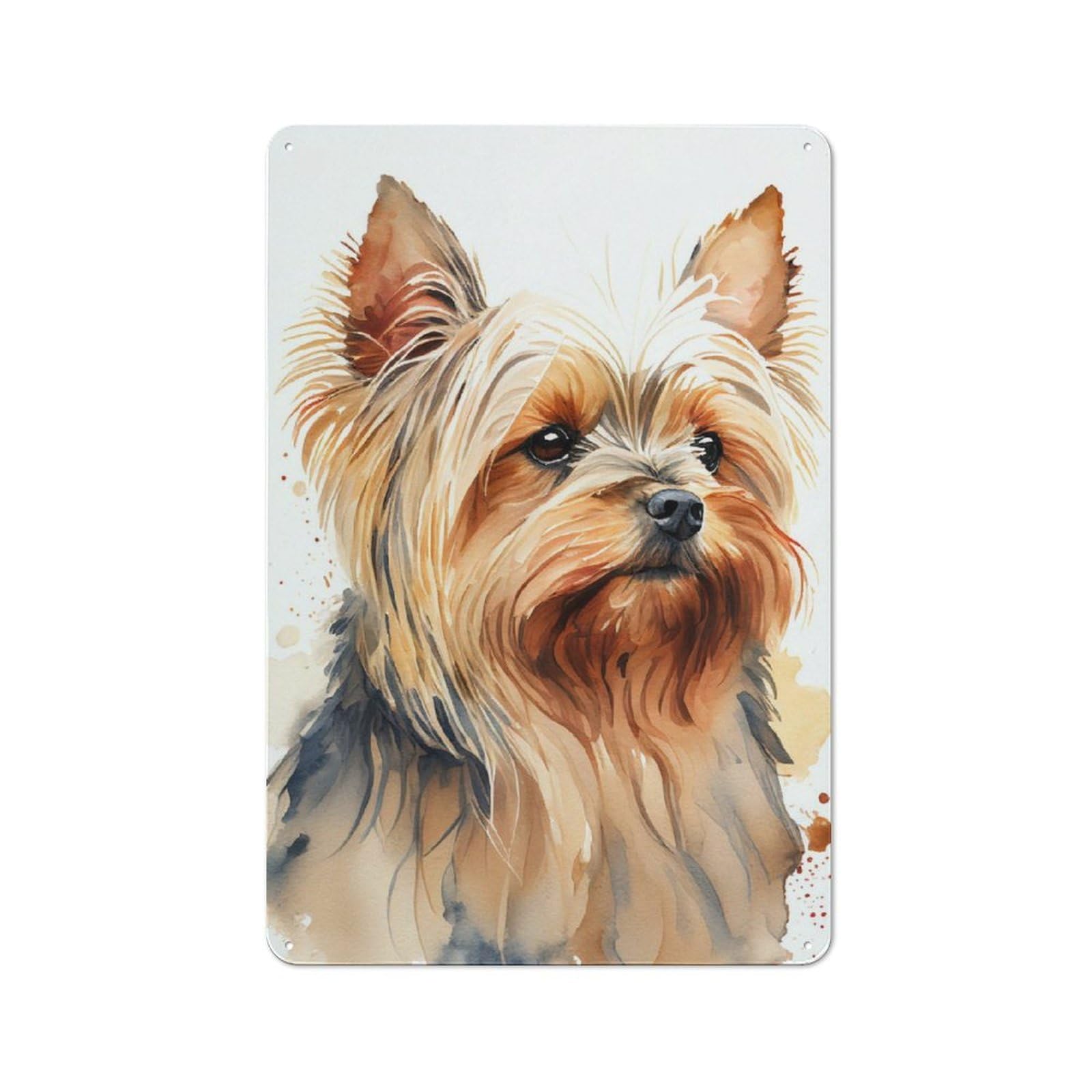 Workshop Style Garage Metal Sign 30x20cm Featuring Yorkshire Watercolor Dog, Industrial Wall Art for Garage, Hobby Room, Office Or Man Cave