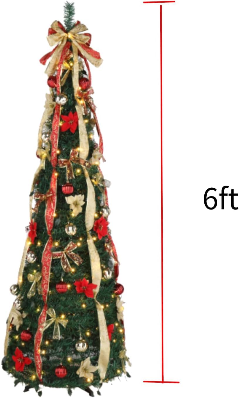Árbol de Navidad Plegable 6 Minutos con Luces(7ft)