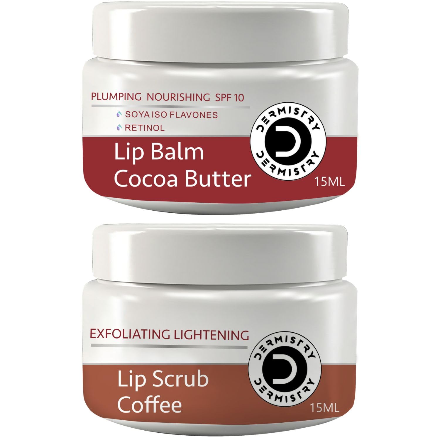 Dermistry Coffee Exfoliating Lightening Brightening Lip Scrub, Natural Sugar, Coconut Oil Vitamin A, Damage Repair & Healing for Men Women (Coffee Lip Scrub & Cocoa Butter Lip Balm) (Pack of 2)-image-47